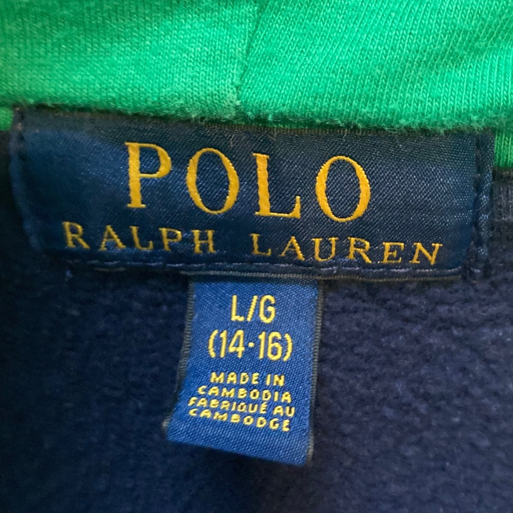 Ralph Lauren boys color blocked hooded zip sweatshirt size large - Picture 4 of 11
